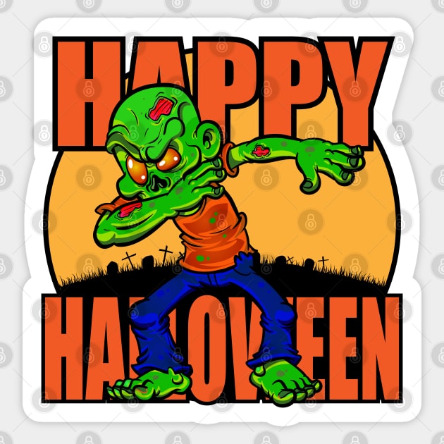 Happy Halloween Dabbing Zombie Sticker by ArtisticRaccoon